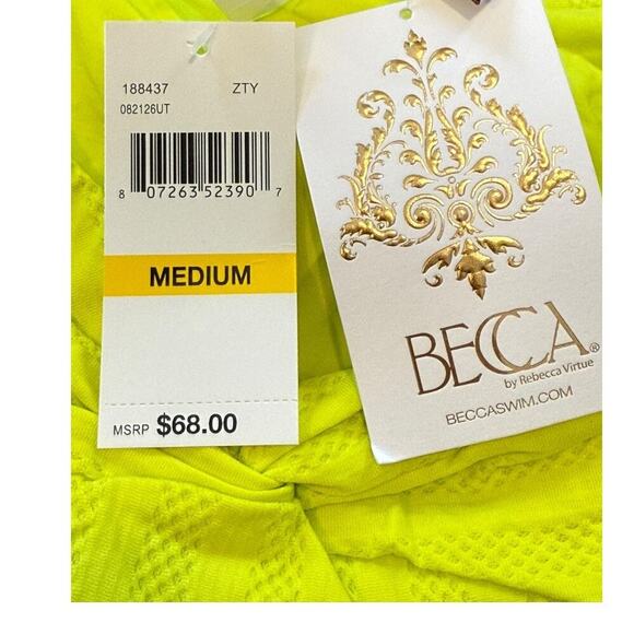 NEW BECCA by Rebecca Virtue Women’s Medium Prima Hipster Bottom Lime Green‎ NWT - Picture 4 of 5